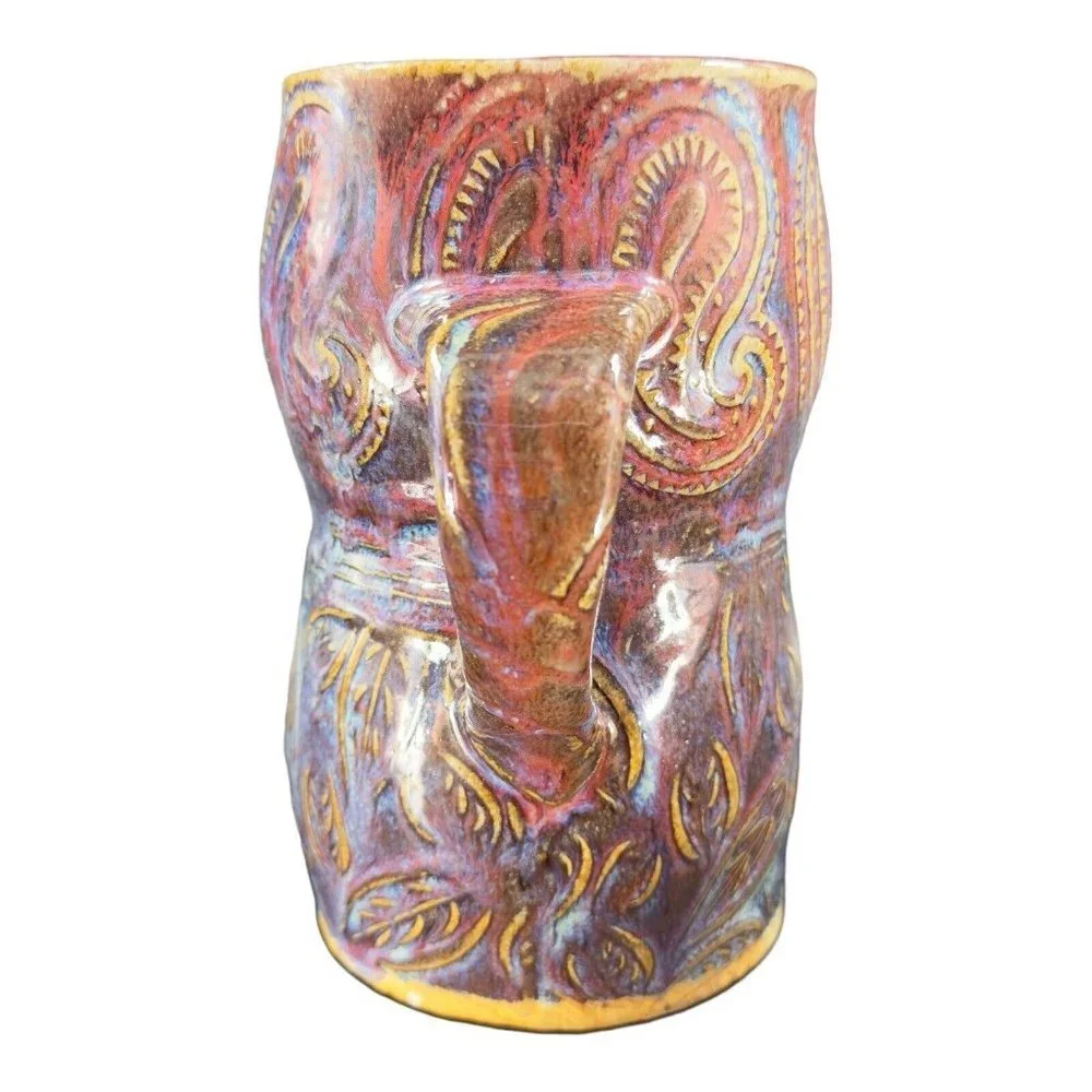 Hand Made‎ Primitive Studio Art Pottery Pitcher With Juice Rimmer Stackable VTG